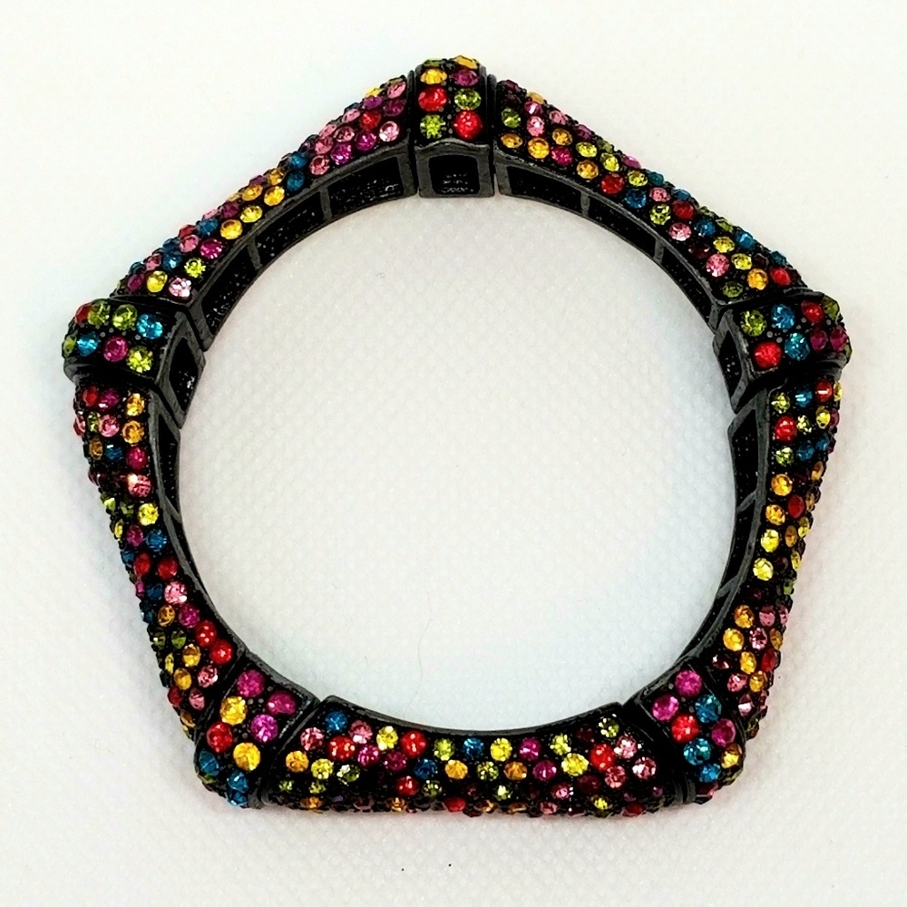 LIKE NEW Multi Color Rhinestone Stretch Bracelet - Picture 6 of 8